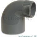 Mega Profec knie 90 graden PVC-U 32 mm x 3/4 inch lijmmof x buitendraad 10 bar grijs 0110140