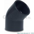 Praher knie 45 graden PVC-U 50 mm lijmmof 16 bar zwart 0152602