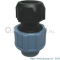 Unidelta aansluitstuk PP 90 mm x 3 inch knel x binnendraad 10 bar zwart-blauw DVGW-KIWA-WRAS 0703207