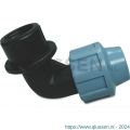 Unidelta knie 90 graden PP 50 mm x 1.1/4 inch knel x binnendraad 16 bar zwart-blauw DVGW-KIWA-WRAS 0703247