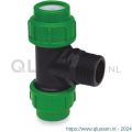 VDL T-stuk 90 graden PP 16 mm x 3/8 inch x 16 mm knel x buitendraad x knel 16 bar zwart-groen KIWA 7018404