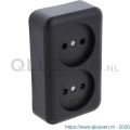 Q-Link contactdoos opbouw 2-voudig met kind-aanraakbeveiliging zwart 00.945.49