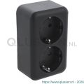 Q-Link contactdoos opbouw 2-voudig met kind-aanraakbeveiliging met randaarde zwart 00.945.50