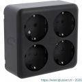 Q-Link contactdoos opbouw 4-voudig met randaarde vierkant zwart 00.945.59