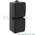 Q-Link contactdoos opbouw 2-voudig met randaarde spatwaterdicht IP54 verticaal zwart 00.946.50