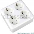 Q-Link contactdoos opbouw 4-voudig randaarde vierkant polarwit 00.947.76