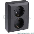 Q-Link contactdoos inbouw 2-voudig met randaarde met kind-aanraakbeveiliging zwart 01.094.50