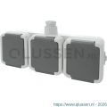Peha contactdoos opbouw 3-voudig horizontaal randaarde wartel M20 grijs 66.028.55