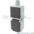 Peha combinatie schakelaar wandcontactdoos opbouw serie randaarde grijs wartel M20 66.028.71