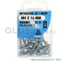 Deltafix metaalschroef cilinderkop met moer verzinkt M4x16 mm DIN 7985/934 blister 20 stuks 11276