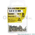 Deltafix spaanplaatschroef platkop kruiskop extra kleine kop verzinkt 3.0x12 mm blister 50 stuks 11650