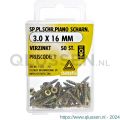 Deltafix spaanplaatschroef platkop kruiskop extra kleine kop verzinkt 3.0x16 mm blister 50 stuks 11651