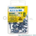 Deltafix spaanplaatschroef platkop Torx met nibs type 17 snijpunt verzinkt 4.5x16 mm blister 30 stuks 12342