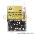 Deltafix spaanplaatschroef platkop Torx met nibs type 17 snijpunt zwart verzinkt 4.0x25 mm blister 30 stuks 64185