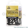 Deltafix spaanplaatschroef platkop Torx met nibs type 17 snijpunt zwart verzinkt 4.0x40/24 mm blister 20 stuks 64192