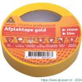 Deltafix afplaktape zelfklevend fineline gold met label geel 50 m x 19 mm 695