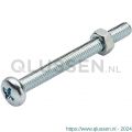 Homefix metaalschroef staal verzinkt VZ cilinderkop CK DIN 7985 Phillips PH 1 met moer M3x16 mm blister 20 stuks 6701.50.10010