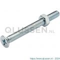 Homefix metaalschroef staal verzinkt VZ platkop PK Phillips PH 1 DIN 965 met zeskantmoer M3x12 mm blister 25 stuks 6701.50.00010