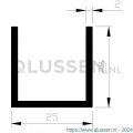 AluArt U-profiel 25x25x25x2 mm L 5000 mm aluminium onbewerkt AL093313