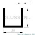 AluArt U-profiel 20x20x20x2 mm L 2500 mm per 2 stuks aluminium onbewerkt AL097309