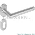 Intersteel Living 1235 deurkruk Hoek 90 graden op rozet ovaal staal dubbel geveerd met profielcilinder plaatje RVS 0035.123505