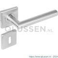 Intersteel Living 1242 deurkruk rechte Hoek 90 graden op rozet vierkant met sleutelgat plaatje RVS 0035.124203