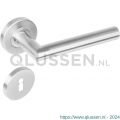 Intersteel Living 1272 deurkruk rechte Hoek 90 graden op rond rozet staal met 7 mm nok met sleutelgat plaatje RVS 0035.127203