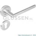 Intersteel Living 1273 deurkruk ovaal Hoek 90 graden op rond rozet staal met 7 mm nok met profielcilindergat plaatje RVS 0035.127305