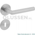 Intersteel Essentials 1840 deurkruk Hoek 90 graden vastdraaibaar geveerd op ronde magneet rozet met sleutelplaatje RVS 0035.184003