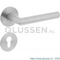 Intersteel Essentials 1840 deurkruk Hoek 90 graden vastdraaibaar geveerd op ronde magneet rozet met profielcilinderplaatje RVS 0035.184005