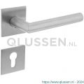 Intersteel Essentials 1850 deurkruk Hoek 90 graden vastdraaibaar geveerd op vierkante magneet rozet met profielcilinderplaatje RVS 0035.185005