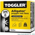 Toggler AF8-100 Alligator plug met flens AF8 diameter 8 mm doos 100 stuks wanddikte > 12,5 mm 91210040