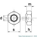 Kobout 5BMEV014UNF zelfborgende zeskantmoer kunststof ring type NE grade 2 galvanisch verzinkt 1/4 UNF