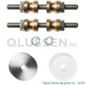 GPF Bouwbeslag RVS 9969.09DB glasdeur set met vlak rozet 27x2 mm met 27x2 mm transparante onder rozet voor grepen met dubbelzijdige bevestiging RVS geborsteld GPF996909DB27