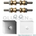 GPF Bouwbeslag RVS 9970.09DB glasdeur set met vlak rozet 32x32x2 mm met 32x32x2 mm transparante onder rozet voor grepen met dubbelzijdige bevestiging RVS geborsteld GPF997009DB32