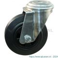 Protempo serie 01-31 zwenk transportwiel boutgat RVS gaffel PP velg standaard zwarte rubberen band 80 mm glijlager 201.081.310.012