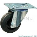 Protempo serie 01-13 zwenk transportwiel plaatbevestiging stalen gaffel PP velg standaard zwarte rubberen band 80 mm rollager 201.082.136.000