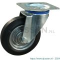 Protempo serie 02-12 zwenk transportwiel plaatbevestiging stalen gaffel wiel stalen velg standaard zwarte rubberen band 200 mm kogellager 202.206.126.000