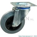 Protempo serie 02-12 zwenk transportwiel plaatbevestiging stalen gaffel wiel stalen velg standaard zwarte rubberen band 225 mm rollager 202.222.126.000