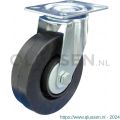 Protempo serie 07-12 zwenk transportwiel plaatbevestiging stalen gaffel wiel zwarte PA velg zwarte elastische rubberen band ± 70 shore A 80 mm kogellager 207.086.126.000