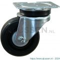 Protempo serie 07-14 zwenk transportwiel plaatbevestiging stalen gaffel zwarte PA velg zwarte elastische rubberen band ± 70 shore A 100 mm kogellager 207.106.146.000