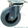 Protempo serie 11-91 zwenk transportwiel plaatbevestiging stalen gaffel PP velg standaard grijze rubberen band 140 mm glijlager 211.141.916.000