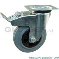 Protempo serie 11-91 zwenk transportwiel plaatbevestiging dubbele rem naloop stalen gaffel PP velg standaard grijze rubberen band 140 mm rollager 211.142.916.500