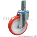 Protempo serie 27-12 zwenk transportwiel pen stalen gaffel witte PA velg rode TPU band ± 97 shore A 125 mm glijlager 227.121.125.027