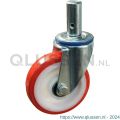 Protempo serie 27-12 zwenk transportwiel pen stalen gaffel witte PA velg rode TPU band ± 97 shore A 125 mm kogellager 227.126.125.027
