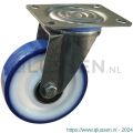 Protempo serie 27-30 zwenk transportwiel plaatbevestiging RVS gaffel witte PA velg rode TPU band ± 97 shore A 200 mm kogellager RVS 227.208.306.001