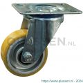 Protempo serie 29-12 zwenk transportwiel plaatbevestiging stalen gaffel aluminium velg PU band ± 94 shore A 80 mm kogellager 229.086.126.030