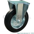 Protempo serie 02-12 bok transportwiel plaatbevestiging stalen gaffel stalen velg standaard zwarte rubberen band 200 mm rollager 302.202.126.000