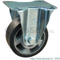 Protempo serie 10-16 bok transportwiel plaatbevestiging stalen gaffel aluminium velg zwarte elastische rubberen band ± 68 shore A 125 mm kogellager 310.126.166.050