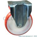 Protempo serie 27-19 bok transportwiel plaatbevestiging stalen gaffel witte PA velg rode TPU band ± 97 shore A 200 mm kogellager 327.206.196.000